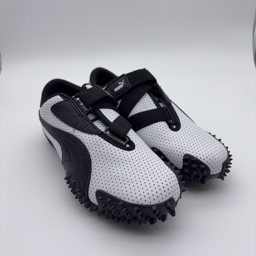 Puma Mostro Perforated Sneakers Womens 6 White Black Hook Loop Spiked 400992-01